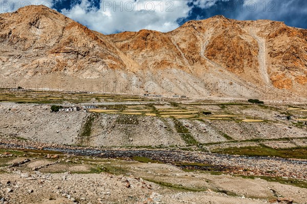 Kardung village in Himalayas mountains near Kardung La Pass