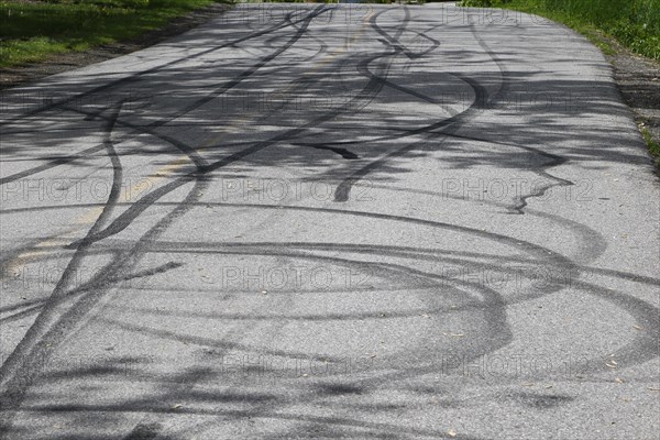 Tire prints on a country road