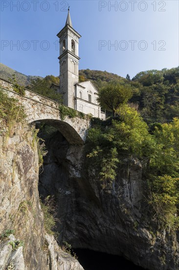 The Orrido of Saint Anna Church over the Cannobino River