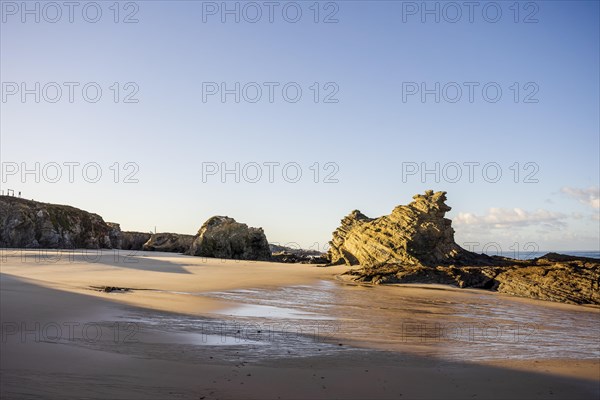 Beautiful landscape and seascape with rock formation in Samoqueira Beach