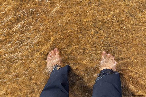 Two feet in clear water