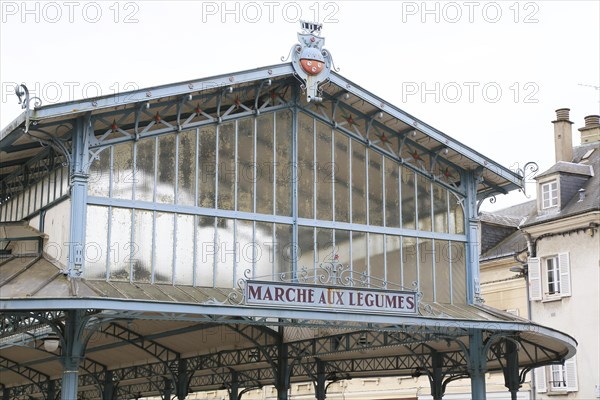 Covered vegetable market in the old town of Chartres