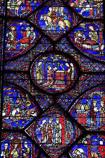 Leaded glass window in Notre Dame Cathedral of Chartres