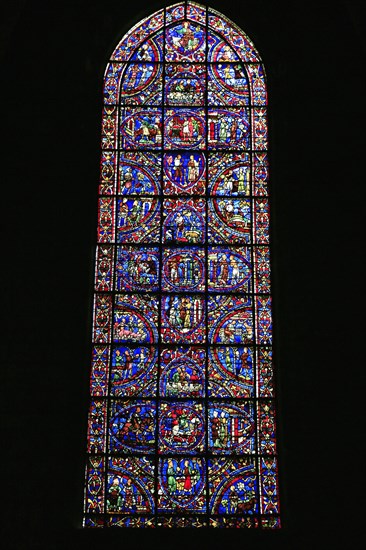 Leaded glass window in Notre Dame Cathedral of Chartres