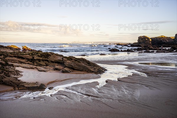 Beautiful landscape and seascape with rock formation in Samoqueira Beach