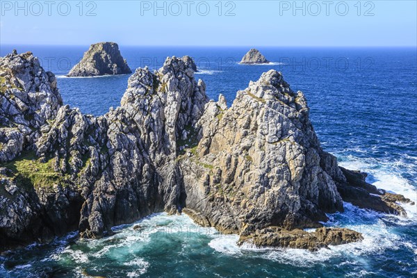 View from the Monument Aux Bretons at Pointe de Pen Hir on the rocks Les Tas de Pois