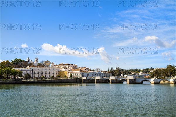 Beautiful cityscape of historic Tavira by Gilao river