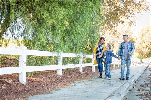 mixed-race family taking A walk outdoors