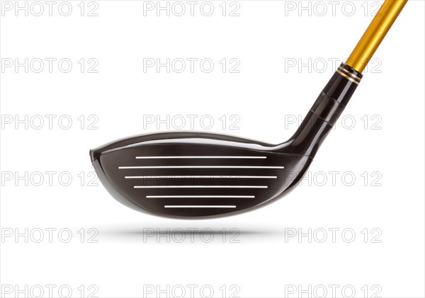 Face of fairway wood golf club on white background