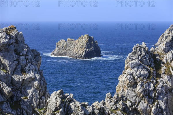 View from the Monument Aux Bretons at Pointe de Pen Hir on the rocks Les Tas de Pois