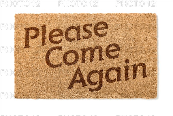 Please come again welcome mat isolated on A white background