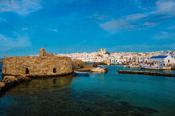 Picturesque view of Naousa town in famous tourist attraction Paros island