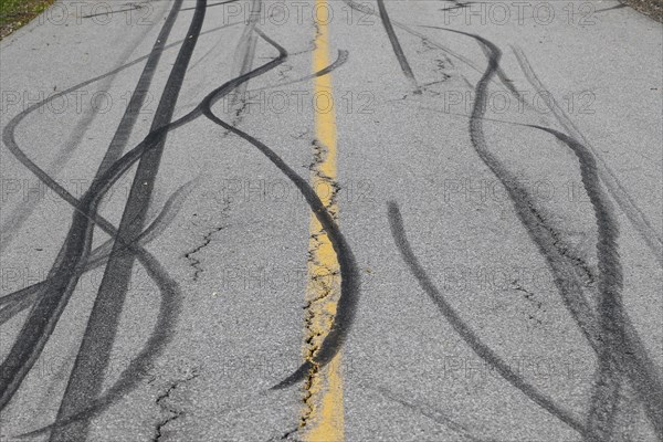 Tire prints on a country road