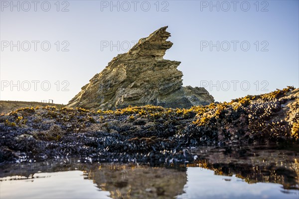 Beautiful landscape and seascape with rock formation in Samoqueira Beach