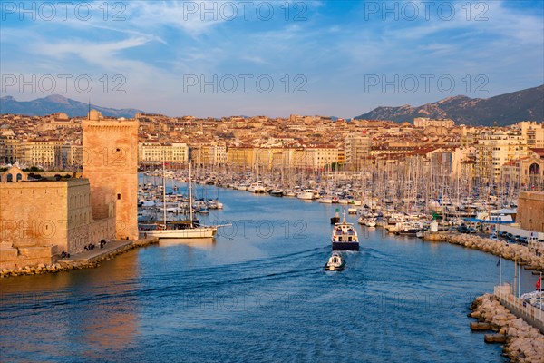 Yachts coming from boat regatta to Marseille Old Port