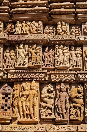 Stone carving bas relief sculptures on Vaman Temple