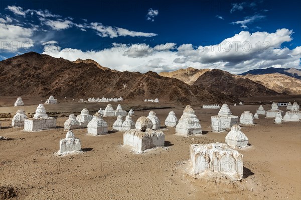 Whitewashed chortens