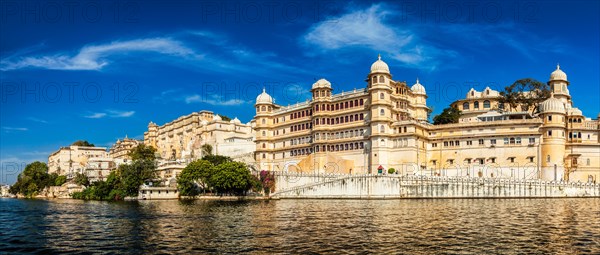 Panorama of famous romantic luxury Rajasthan indian tourist landmark