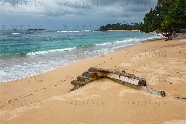 Ruins of a house on beach destroyed by tsunami