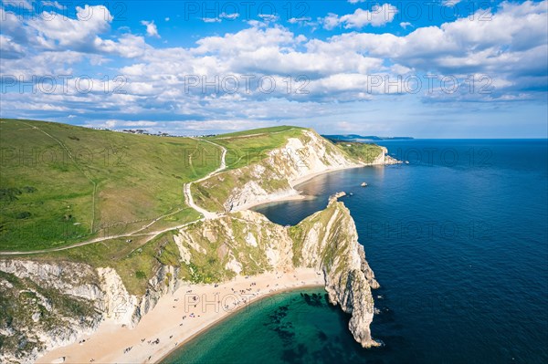 White Cliffs over Jurassic Coast and Durdle Door