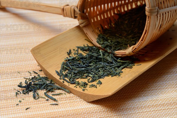 tea in bamboo strainer