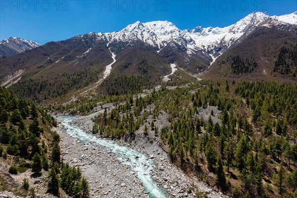 Himalayas and Baspa River. Sangla valley