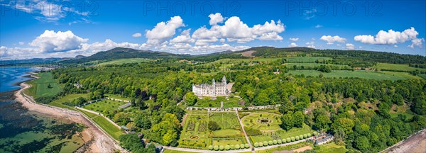 Dunrobin Castle and Gardens from a drone