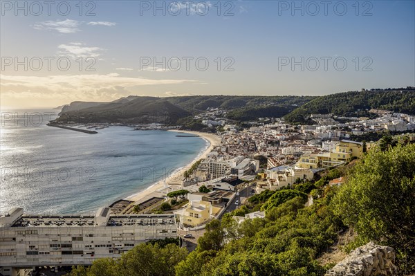 Beautiful cityscape of Sesimbra by Atlantic Ocean