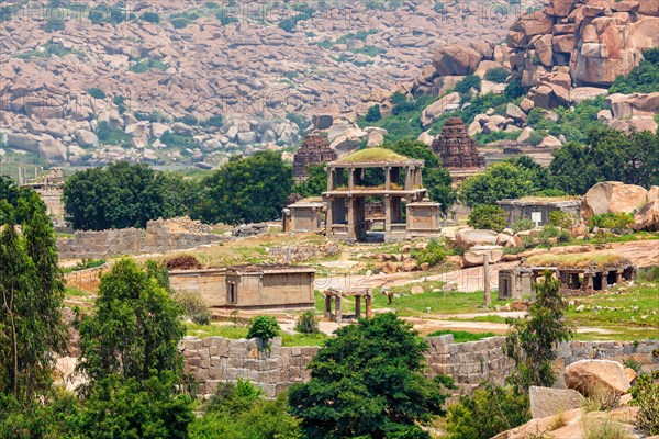 Ancient ruins of Hampi. Way to Vittala Temple. Hampi