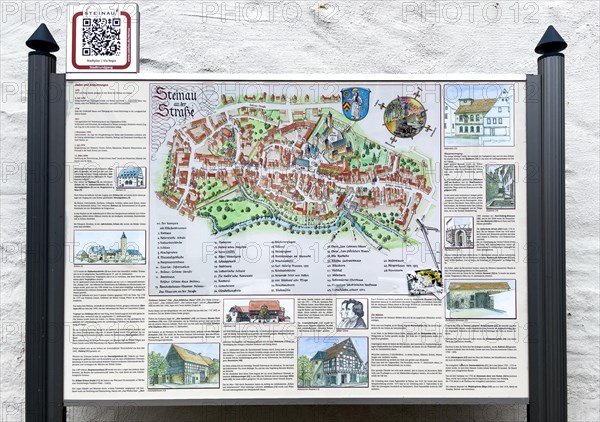 Tourist information board with QR code
