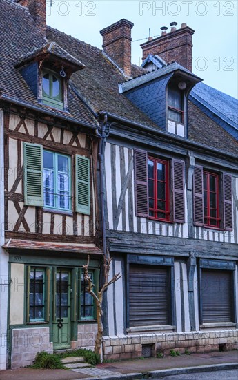 Half-timbered houses in the old town of Verneuil d'Avre et d'Iton