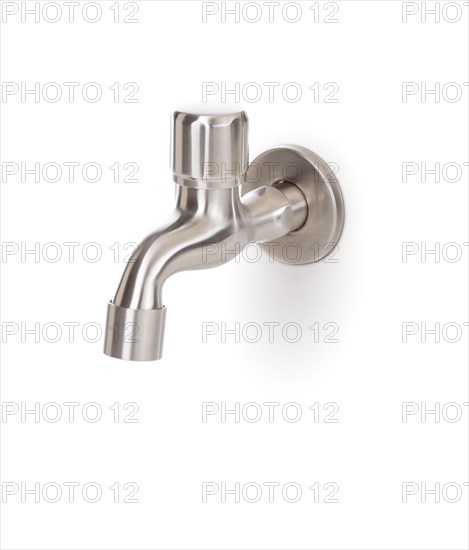 Custom stainless steel faucet isolated on a white background