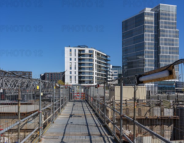 Major construction site at Ueberseequartier and Hafencity