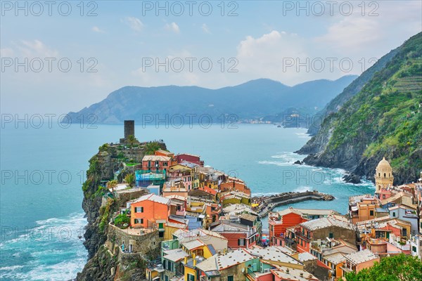 Vernazza village popular tourist destination in Cinque Terre National Park a UNESCO World Heritage Site