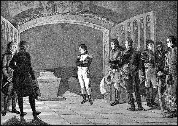 Napoleon in the tomb of Frederick the Great