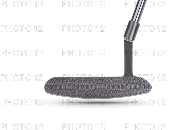 Textured face of golf club putter isolated on a white background