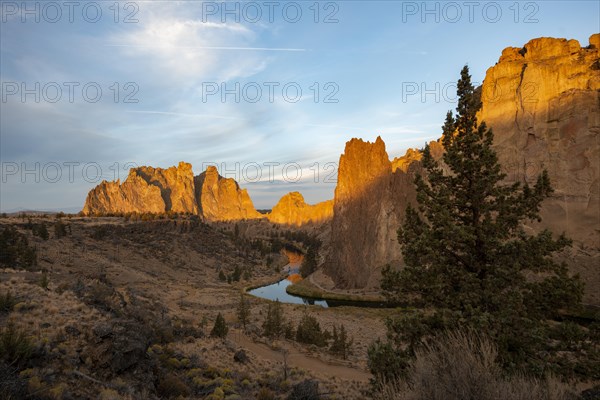 Red rock walls at sunrise