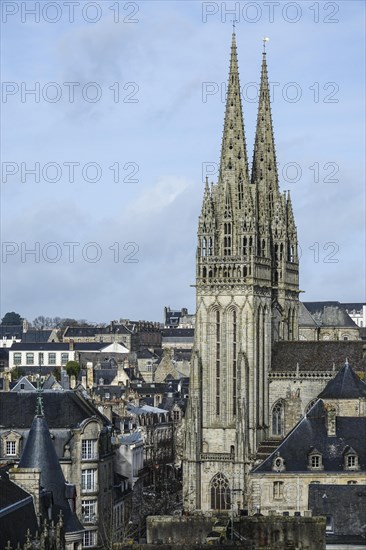 Gothic cathedral Saint-Corentin and old town of Quimper