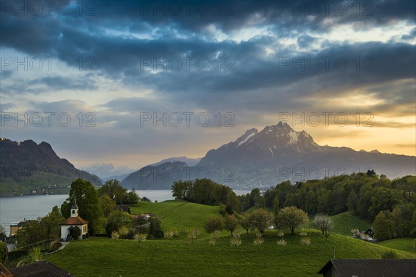 Panorama with lake and mountains