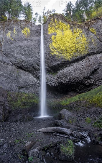 Waterfall in front of basalt rock