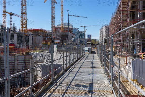 Major construction site at Ueberseequartier and Hafencity