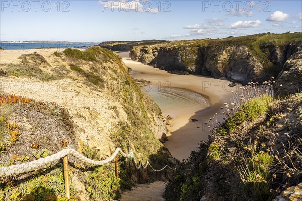 Beautiful landscape and seascape with rock formation in Samoqueira Beach