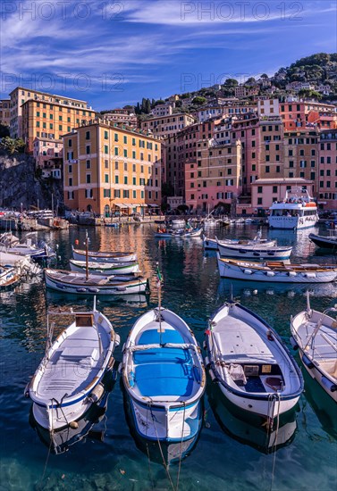 Small boats in the harbor of Camogli