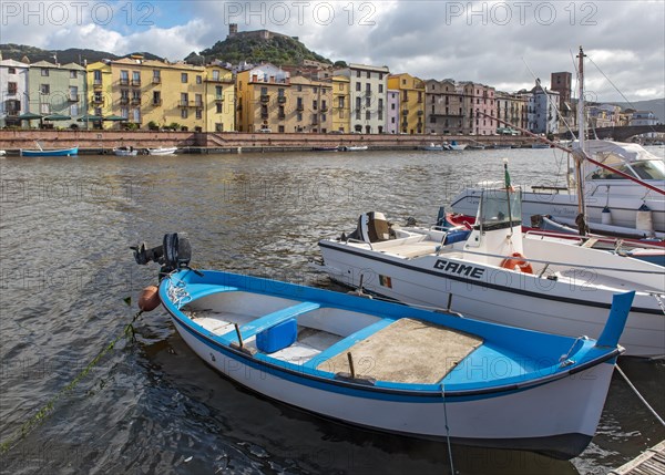 Boats on Temo River and Castle of Serravalle