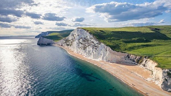 White Cliffs over Jurassic Coast and Durdle Door