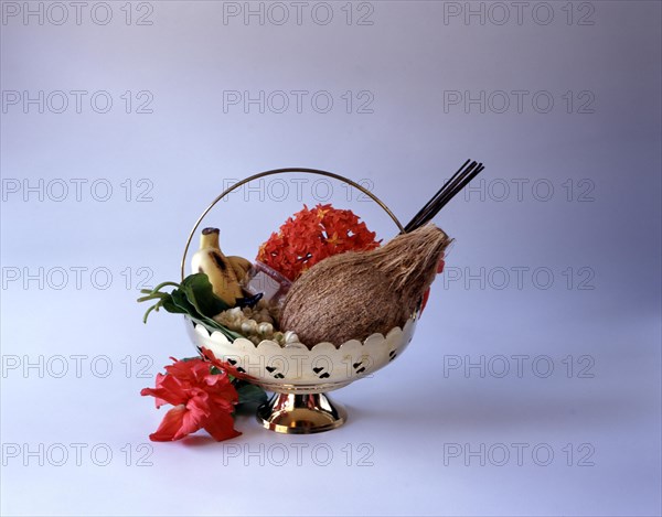 Beautifully Decorated Pooja Thali for festival celebration to worship