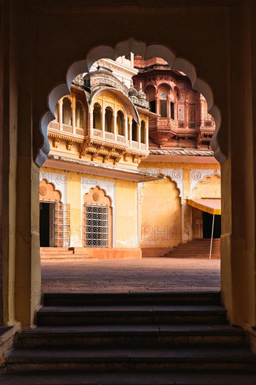 Arched gateway in Mehrangarh fort example of Rajput architecture