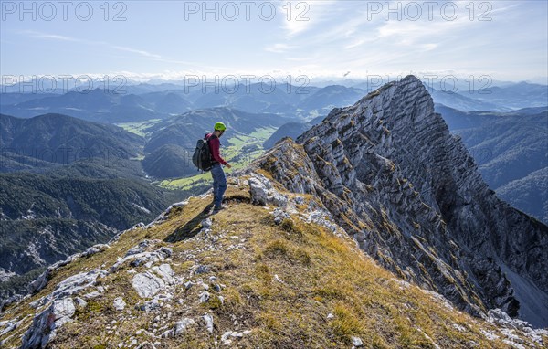 Hiker with climbing helmet