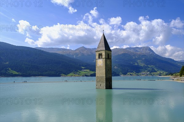 Church tower of Alt-Graun in Reschensee