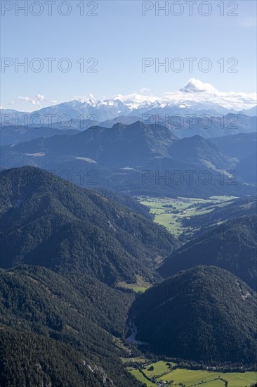 Valleys and forested mountains
